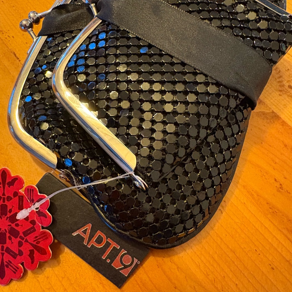 Apt. 9 Black Sequin Wristlet with Silver Accents